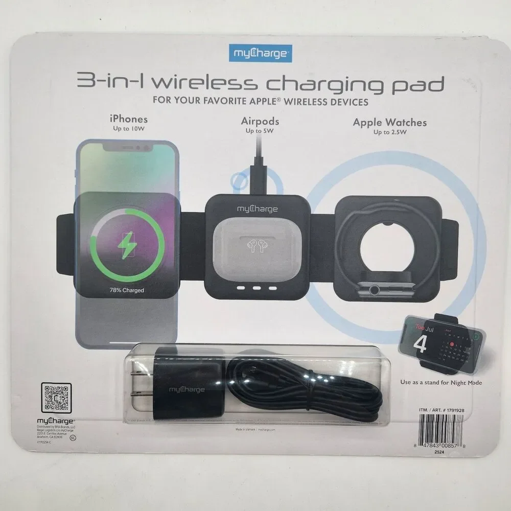 myCharge 3‑in‑1 Folding Wireless Charging Pad iPhone Apple Watch AirPods Sealed